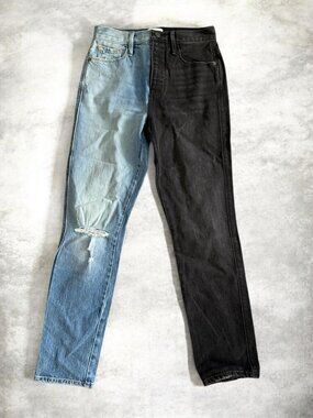 FRAME Le Sylvie Blue Black Slender Straight Leg Jeans Size 25